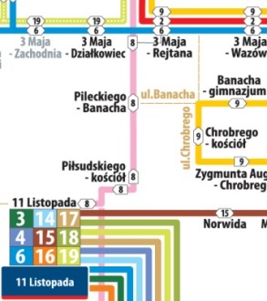 Pracownia mariwoj Mariusz Wojciechowski: schemat linii komunikacji miejskiej